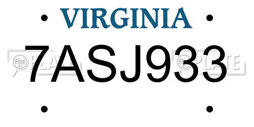 7ASJ933 Virginia License Plate