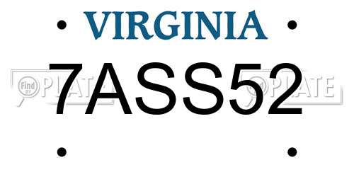 7ASS52 Virginia License Plate