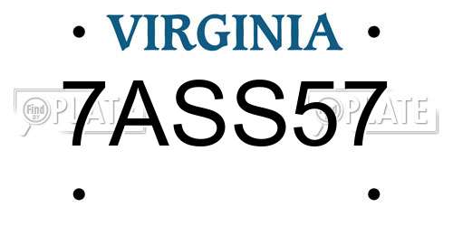 7ASS57 Virginia License Plate
