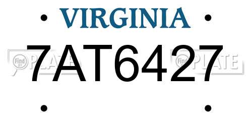 7AT6427 Virginia License Plate
