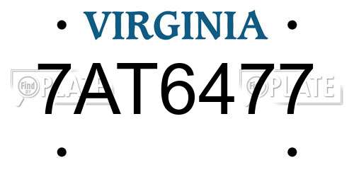 7AT6477 Virginia License Plate