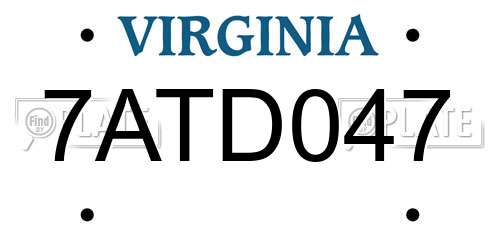 7ATD047 Virginia License Plate