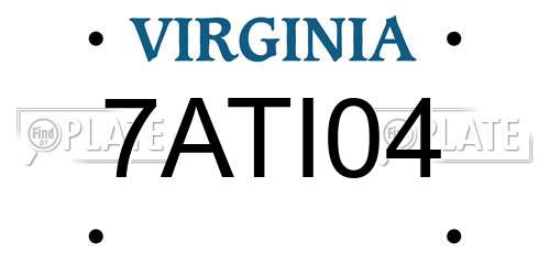 7ATI04 Virginia License Plate