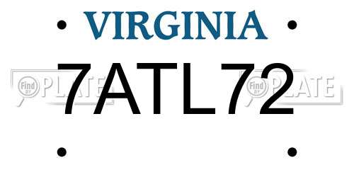 7ATL72 Virginia License Plate