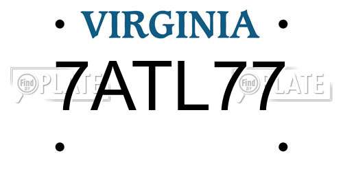 7ATL77 Virginia License Plate