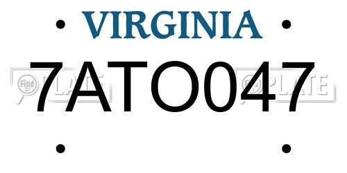 7ATO047 Virginia License Plate