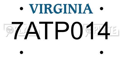 7ATP014 Virginia License Plate