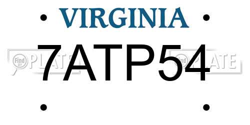 7ATP54 Virginia License Plate