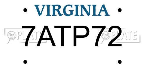 7ATP72 Virginia License Plate