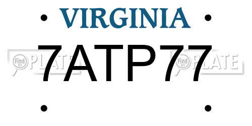 7ATP77 Virginia License Plate
