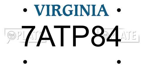 7ATP84 Virginia License Plate