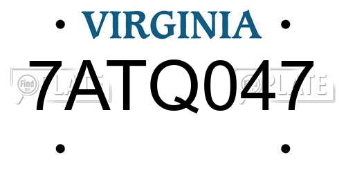 7ATQ047 Virginia License Plate