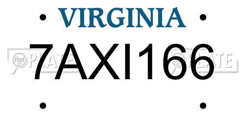 7AXI166 Virginia License Plate