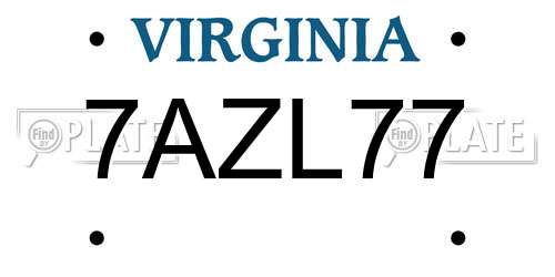 7AZL77 Virginia License Plate