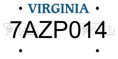7AZP014 Virginia License Plate