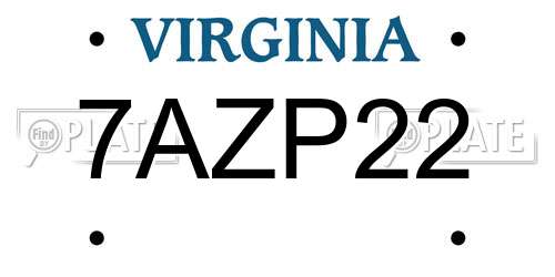 7AZP22 Virginia License Plate