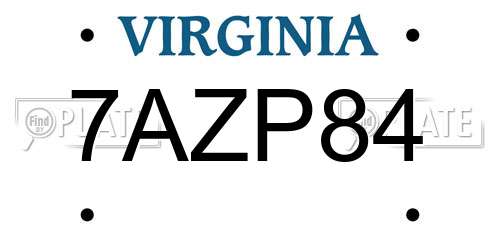 7AZP84 Virginia License Plate