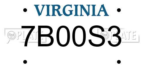 7B00S3 Virginia License Plate
