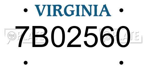 7B02560 Virginia License Plate