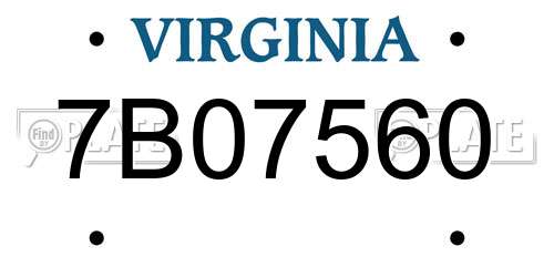 7B07560 Virginia License Plate