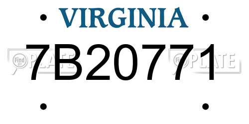7B20771 Virginia License Plate