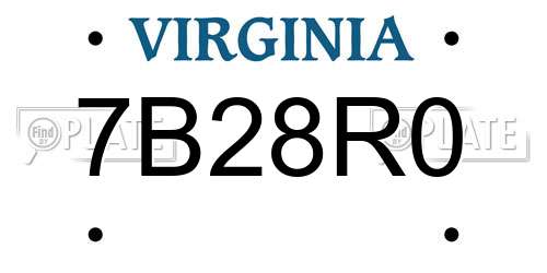 7B28R0 Virginia License Plate