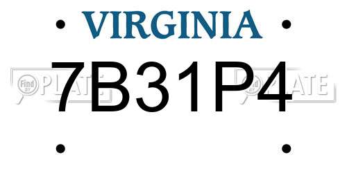 7B31P4 Virginia License Plate