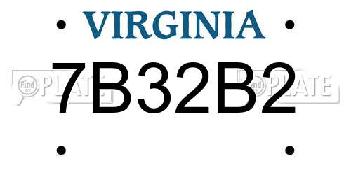 7B32B2 Virginia License Plate