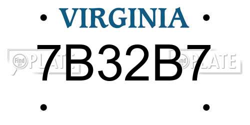7B32B7 Virginia License Plate
