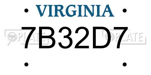 7B32D7 Virginia License Plate