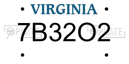 7B32O2 Virginia License Plate