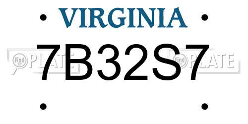 7B32S7 Virginia License Plate