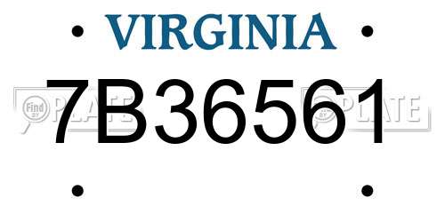 7B36561 Virginia License Plate