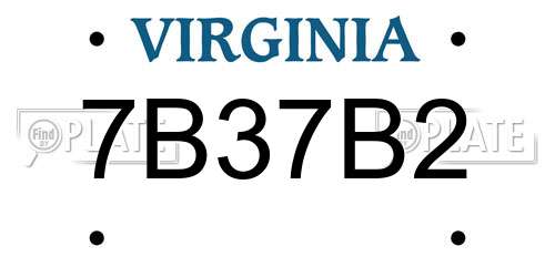 7B37B2 Virginia License Plate