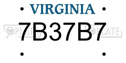 7B37B7 Virginia License Plate