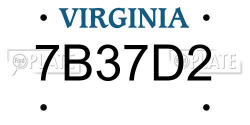 7B37D2 Virginia License Plate