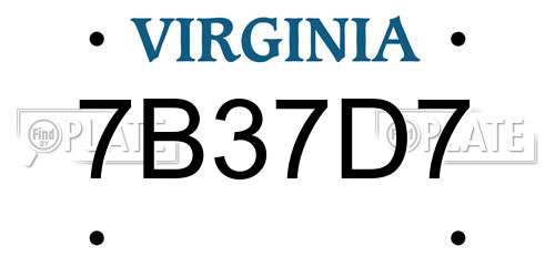 7B37D7 Virginia License Plate