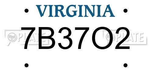 7B37O2 Virginia License Plate