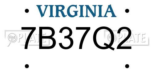 7B37Q2 Virginia License Plate