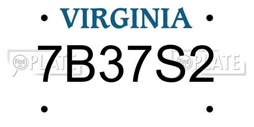7B37S2 Virginia License Plate