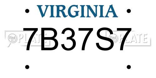 7B37S7 Virginia License Plate