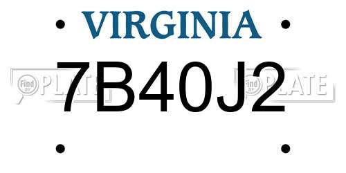 7B40J2 Virginia License Plate