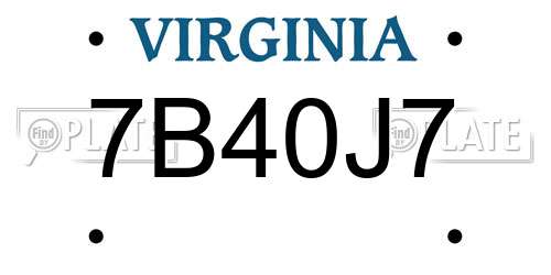 7B40J7 Virginia License Plate