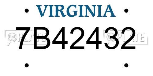 7B42432 Virginia License Plate