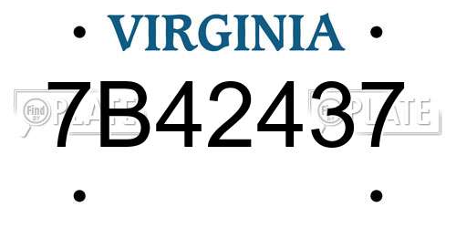 7B42437 Virginia License Plate