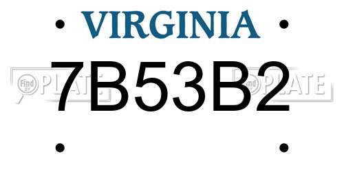 7B53B2 Virginia License Plate