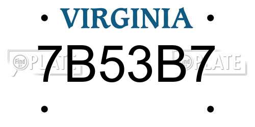 7B53B7 Virginia License Plate
