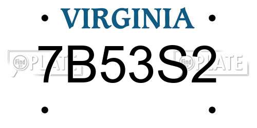 7B53S2 Virginia License Plate