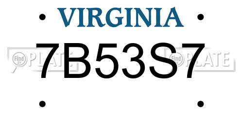 7B53S7 Virginia License Plate