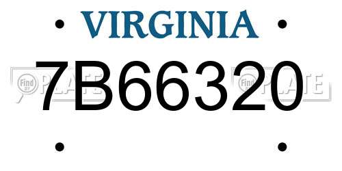 7B66320 Virginia License Plate